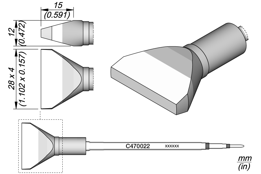 JBC Tools C470022, Cartridge Chisel 28 x 4 MTESolutions