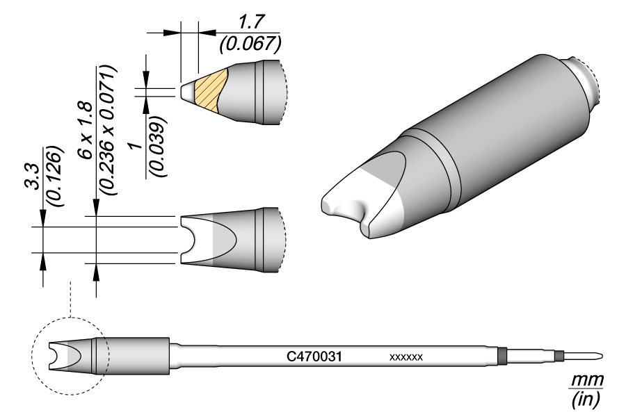 JBC Tools C470031, Cartridge Round Connector Ø 3.2 MTESolutions