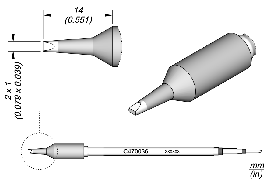 JBC Tools C470036, Cartridge Chisel 2 x 1 MTESolutions