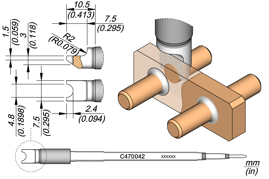 JBC Tools C470042, Cartridge Round Connector Ø 4.8 MTESolutions