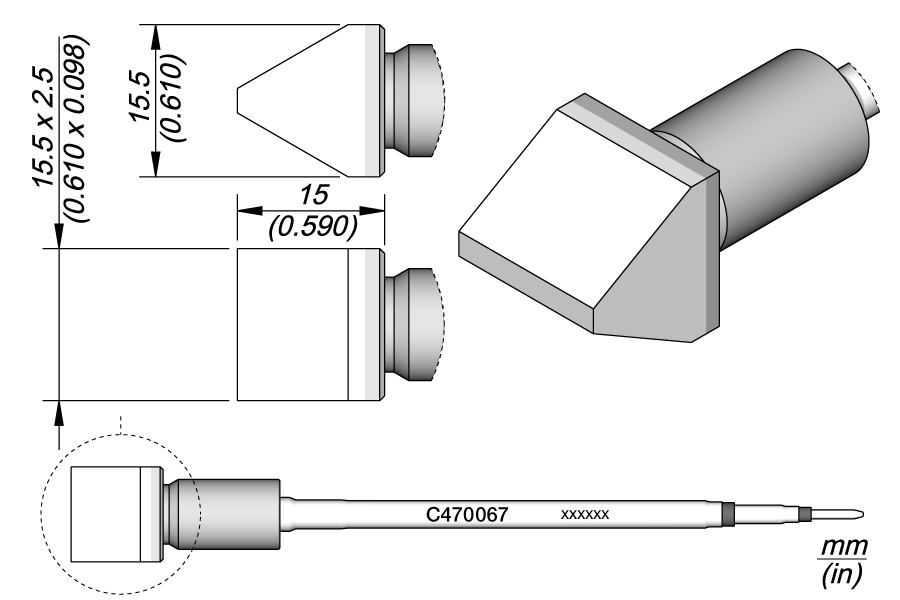 JBC Tools C470067, Cartridge Chisel 15.5 x 2.5 Squ. MTESolutions
