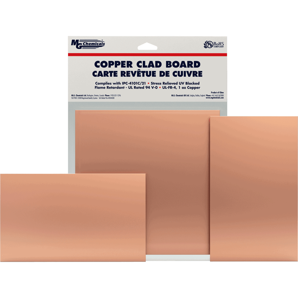 MG Chemicals 515, Single Sided Copper Clad Board, 1/16", 1 Oz Copper, 8"x10", Case of 5