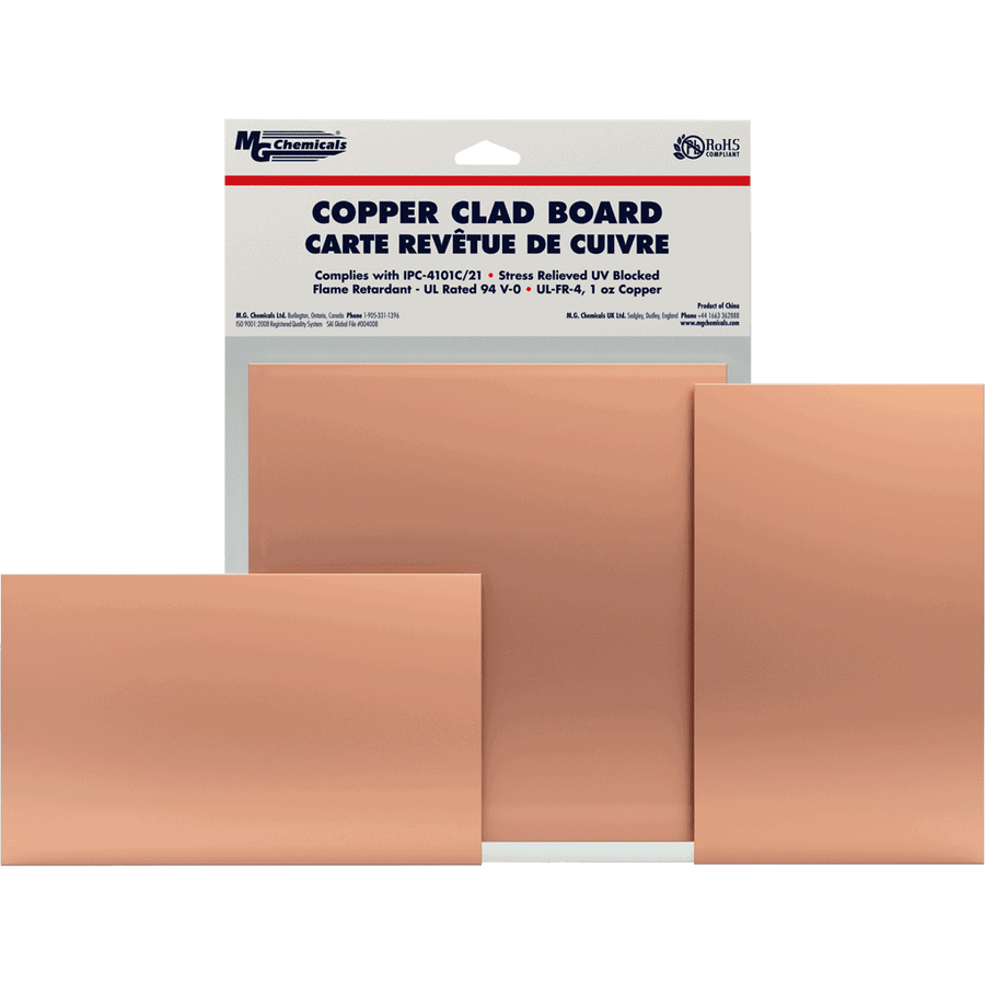 MG Chemicals 515, Single Sided Copper Clad Board, 1/16", 1 Oz Copper, 8"x10", Case of 5