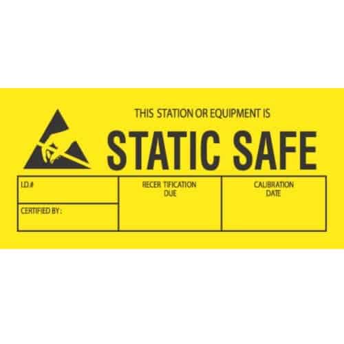 1-3/4 X 3, "This Station Or Equipment Is Static Safe"