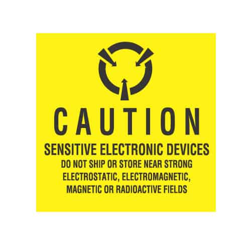 2 X 2, "Caution Sensitive Electronic Devices ... Magnetic Or Radioactive Fields"