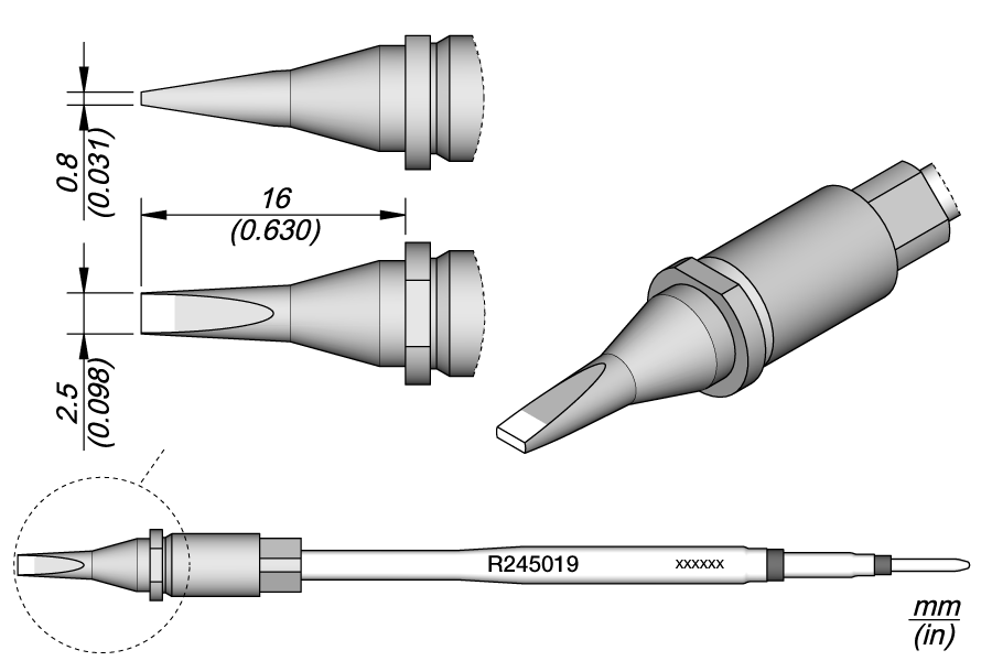 JBC Tools R245019, Cartridge Chisel 2.5 x 0.8 MTESolutions