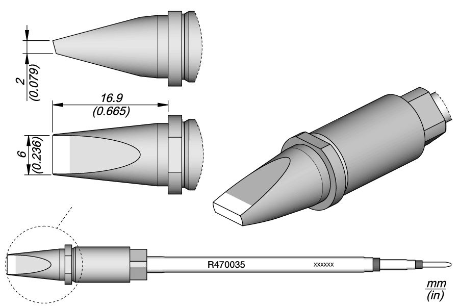 JBC Tools R470035, Cartridge Chisel 6 x 2 MTESolutions