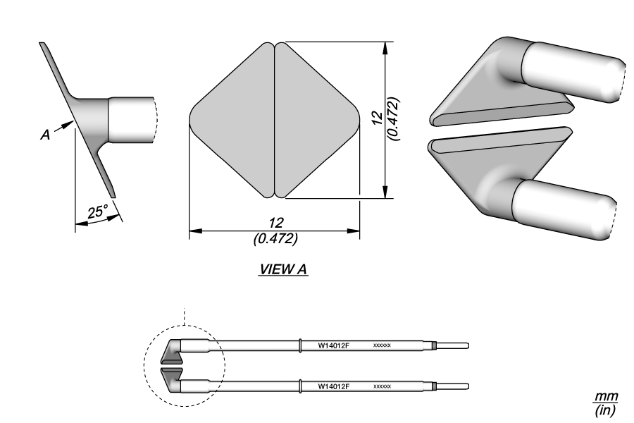 JBC Tools W14012F, Cartridges W140 Flat 12mm MTESolutions