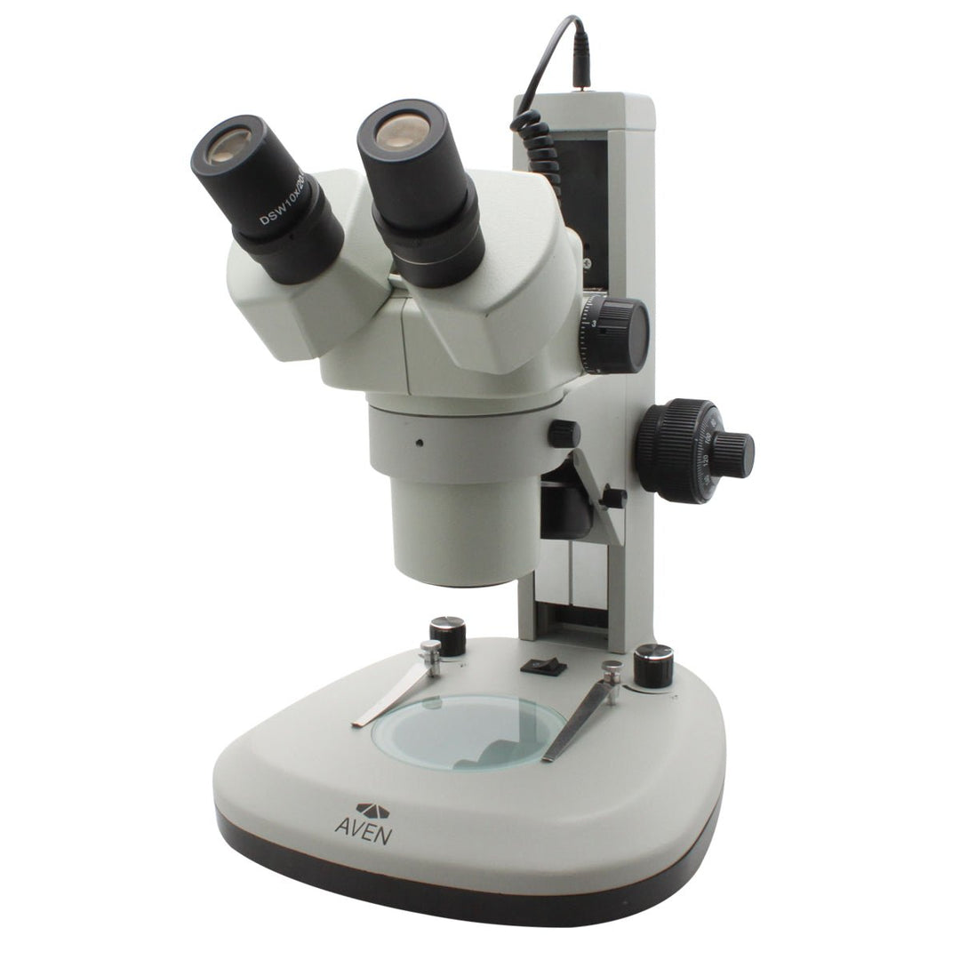Aven SPZ50-506 Binocular Stereo Zoom Microscope, 6.7x–50x, Track Stand with Top and Bottom LEDs Aven Tools MTESolutions