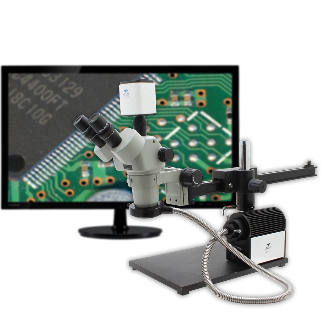 Aven Tools 26800B-373-10-PRO SPZV-50 Trinocular Microscope, Mighty Cam Pro & Ultra-Glide Stand Aven Tools MTESolutions