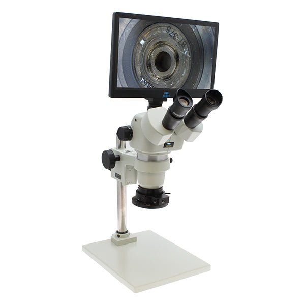 Aven Tools 26800B-373-3 SPZV-50 Trinocular Microscope with Eidos 4K Camera/Monitor, Post Stand & Polarized LED Ring Light Aven Tools MTESolutions
