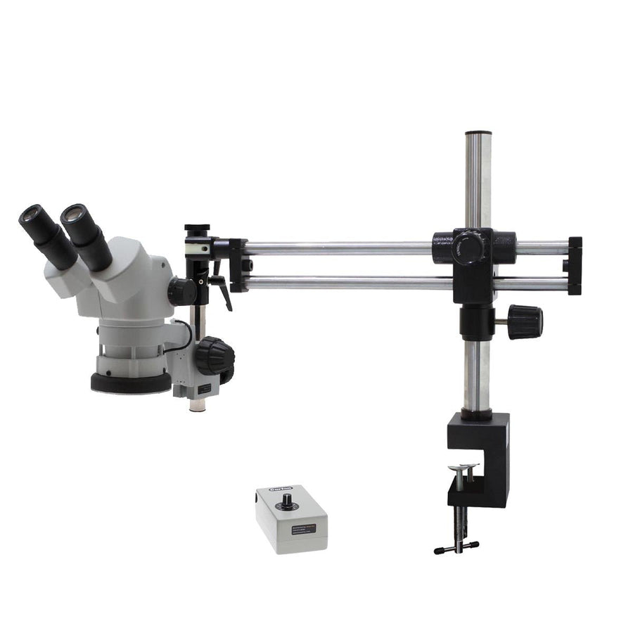 Aven Tools 26800B-703 SPZ-50 Binocular Stereo Zoom Microscope, 6.7x–50x, Double Arm Boom Stand with Table Clamp Aven Tools MTESolutions