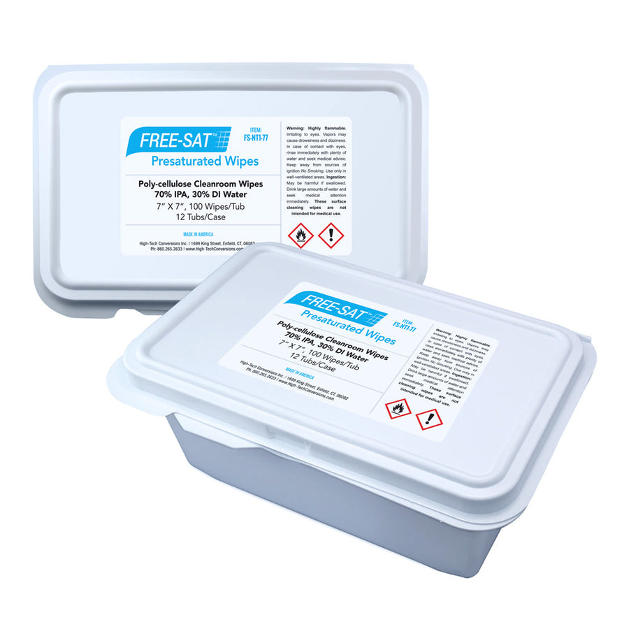 High-Tech Conversions FS-NT1-77, Free-Sat Wipes, 70/30 IPA, 100 Wipes/Tub, 12 Tubs/Case