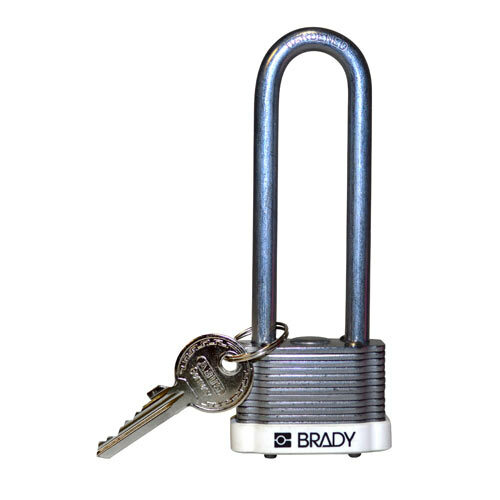 Brady 123248, Standard Key Retaining Lockout Steel Padlocks, 3in, Steel Shackle KD White