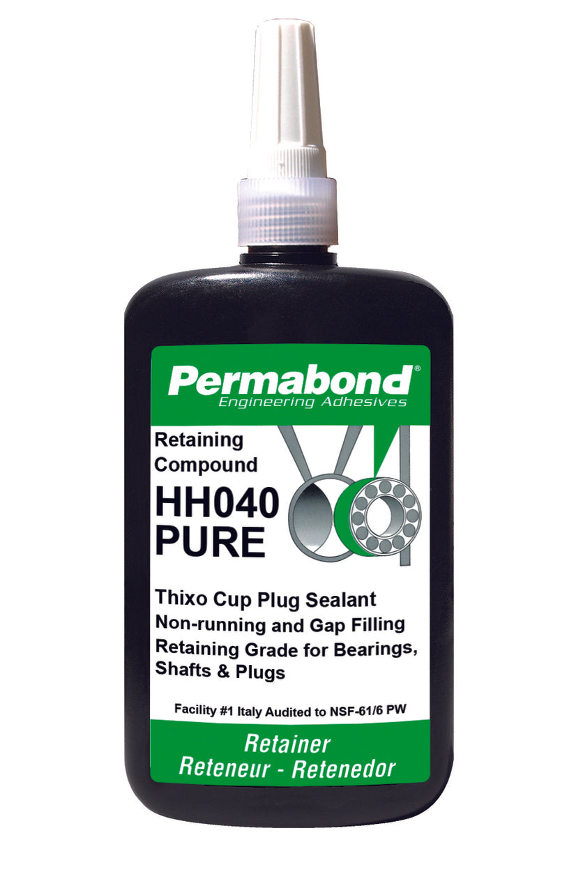 Permabond AA00040P250B0101, HH040 Pure, NSF 61 Approved Anaerobic Retainer, 250mL Bottle, Case of 4