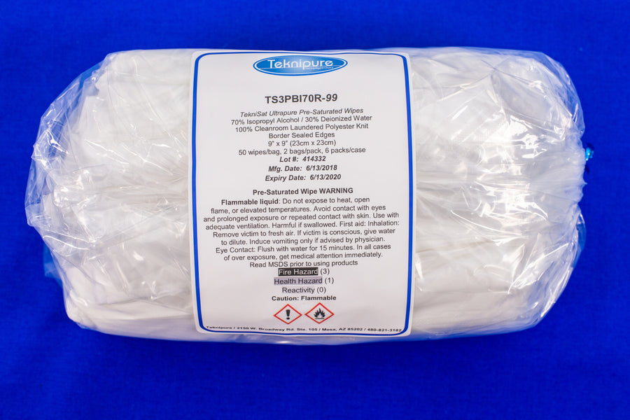 Teknipure TS3PBI70R-99, Teknisat Polyester Knit Presaturated Wiper Refill, 9"x9", Case of 600