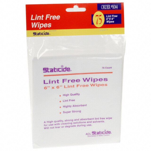 ACL Staticide, 8044, Lint-Free Wipes, 6" X 6"
