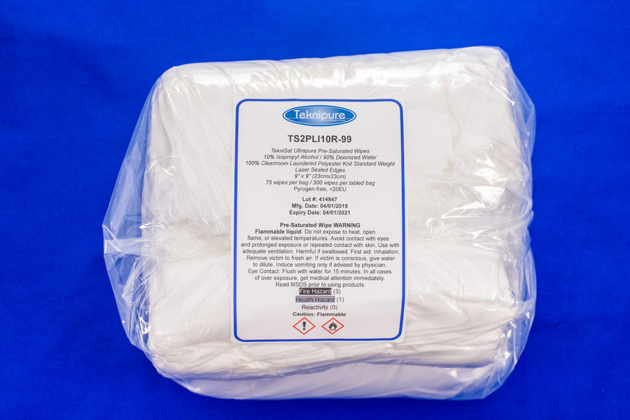 Teknipure TS2PLI10R-99, Polyester Knit Pre-saturated Wipe Refill, Case of 600