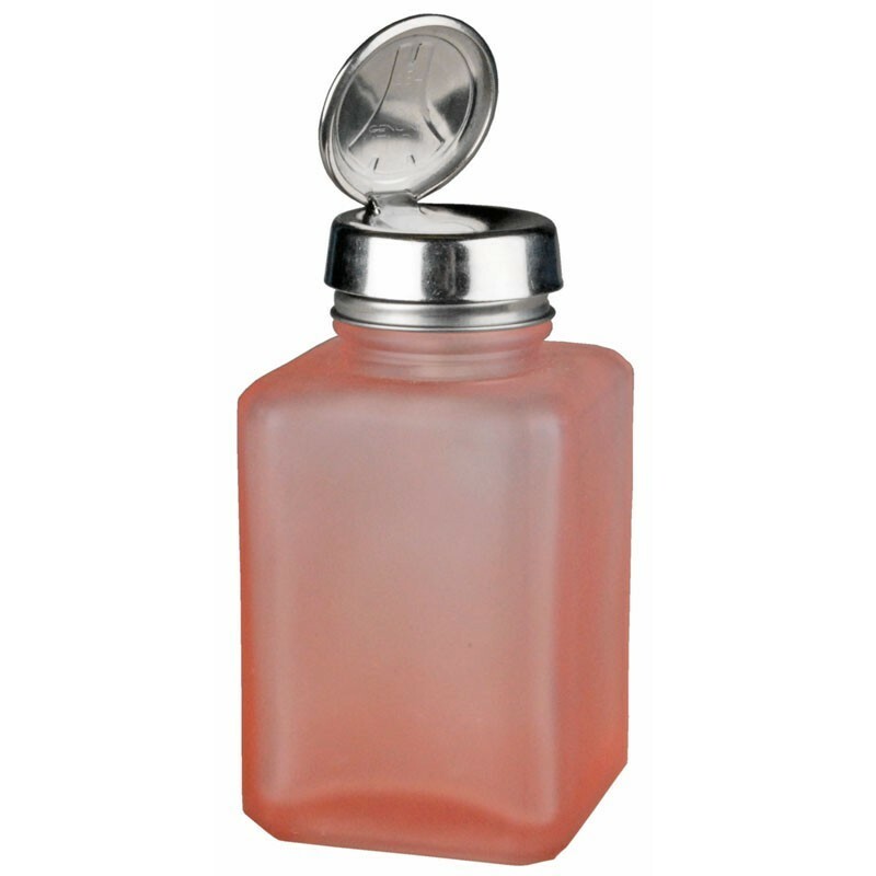 ONE-TOUCH, SS, SQUARE, GLASS PINK FROSTED, 6 OZ