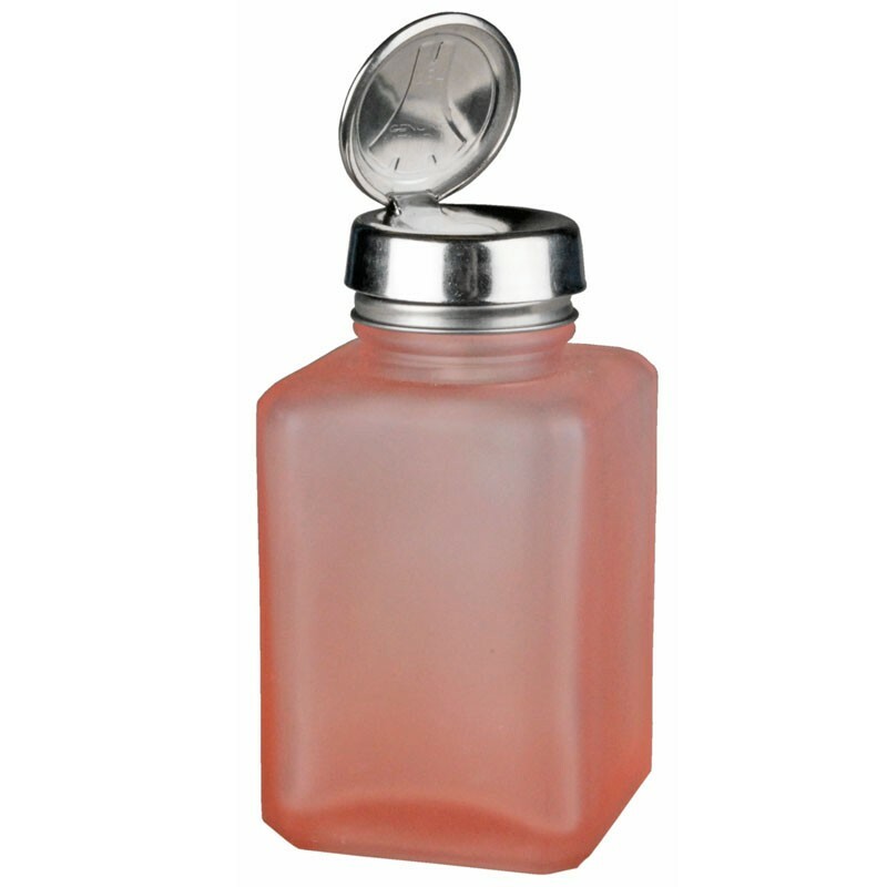 ONE-TOUCH, SS, SQUARE GLASS PINK FROSTED, 4 OZ,