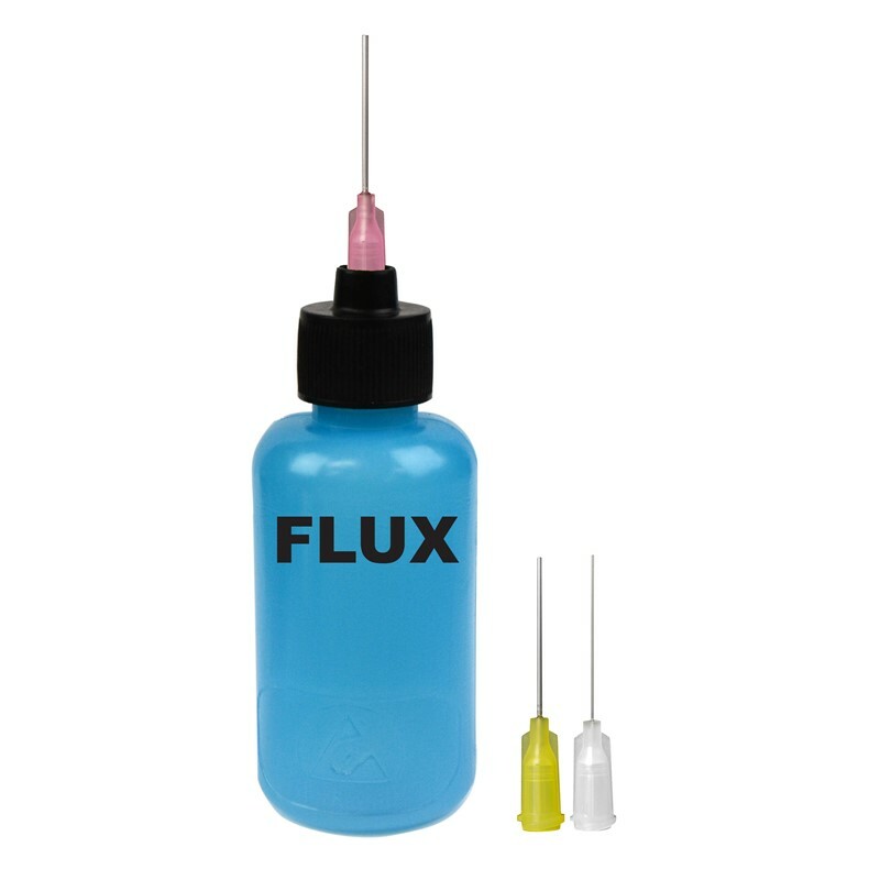 Menda  35610, Flux Bottle, Blue Durastatic 2 Oz, 3 Needles, Labeled Flux