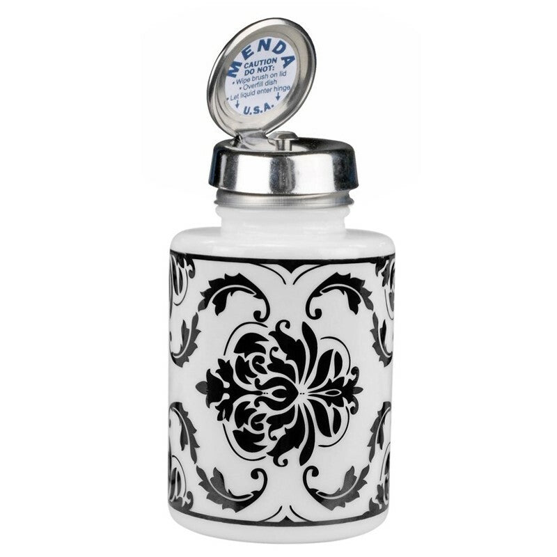 PURE-TOUCH, ROUND, 6 OZ, WHITE GLASS, BLACK DAMASK