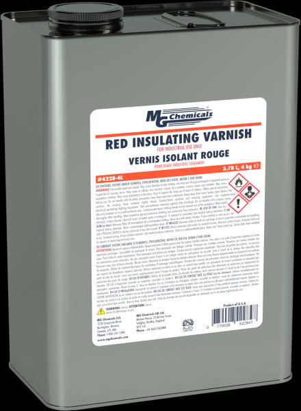 MG Chemicals 4228-4L, Red Insulating Varnish Dielectric Coating, 1 Gallon Can, Case of 1