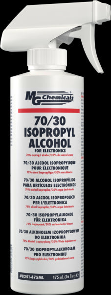MG Chemcials 8241-475ML, Isopropyl Alcohol 70/30, Trigger Spray Bottle, 475ml, Case of 10