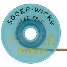 Chemtronics Sw14025 Soder-Wick® Lead-Free Sd, Size #2, .060" Esd 5' Spool, 10-Pack Vacupak Can