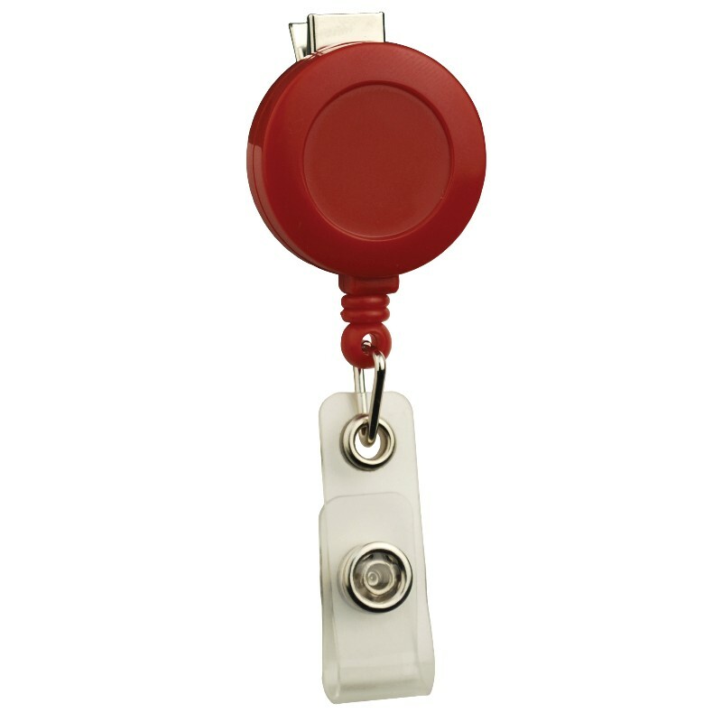 Menda  35087, Badge Reel, Round,Swivel Clip, Strap End Fitting, Red