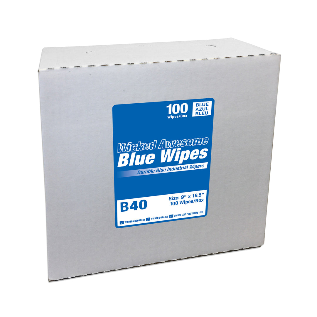 Wicked Awesome Blue Wipes 9" X 16.5", 100 Pop Up-Box, 9 Boxes-Case