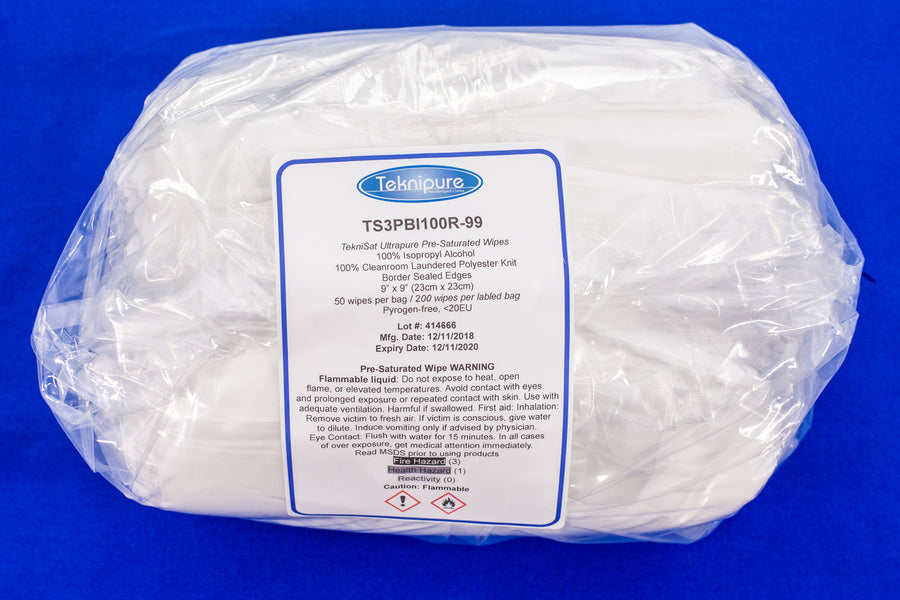 Teknipure TS3PBI100R-99, Teknisat Polyester Knit Presaturated Wiper, 9"x9", Case of 600-99