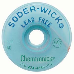 Chemtronics, SW18015, Soder-Wick® Sw18015 Rosin Sd .030" Esd 5' Spool, 10-Pack Vacupak Can