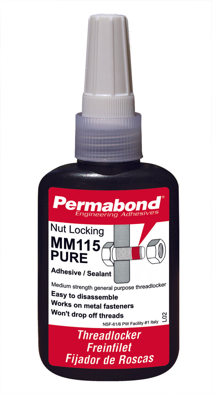 Permabond AA00115P050B0101, MM115 Pure, Anaerobic Threadlocker, 50ml Bottle, Case of 10