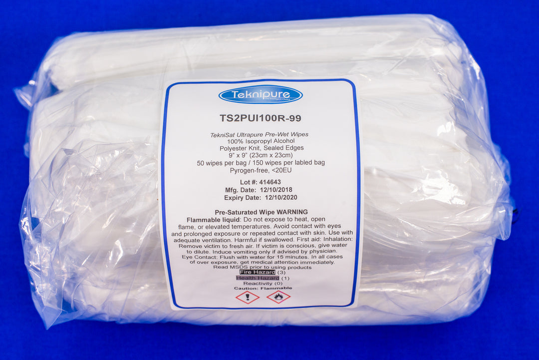 Teknipure TS2PUI100R-99, Teknisat Polyester Knit Presaturated Wipe Refill, 9"x9", Case of 600