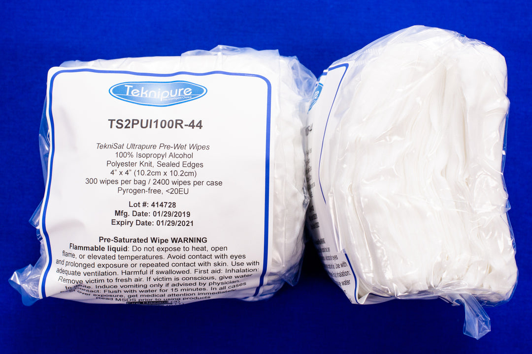 Teknipure TS2PUI100R-44, Teknisat Polyester Knit Presaturated Wipe Refill, 4"x4", Case of 2400