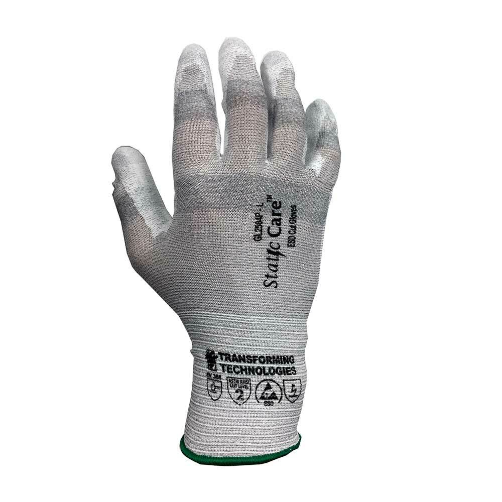 Transforming Technologies GL2501P ESD Cut Resistant Gloves, Palm Coated, X-Small, Pack of 12 Pairs