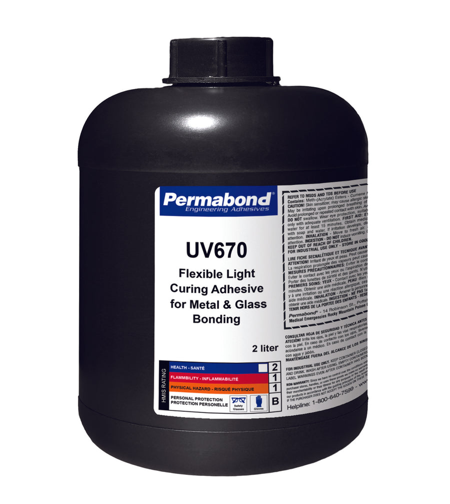 Permabond UV006700002L0101, UV670 UV-Curable Adhesive, 2 Liter Bottle