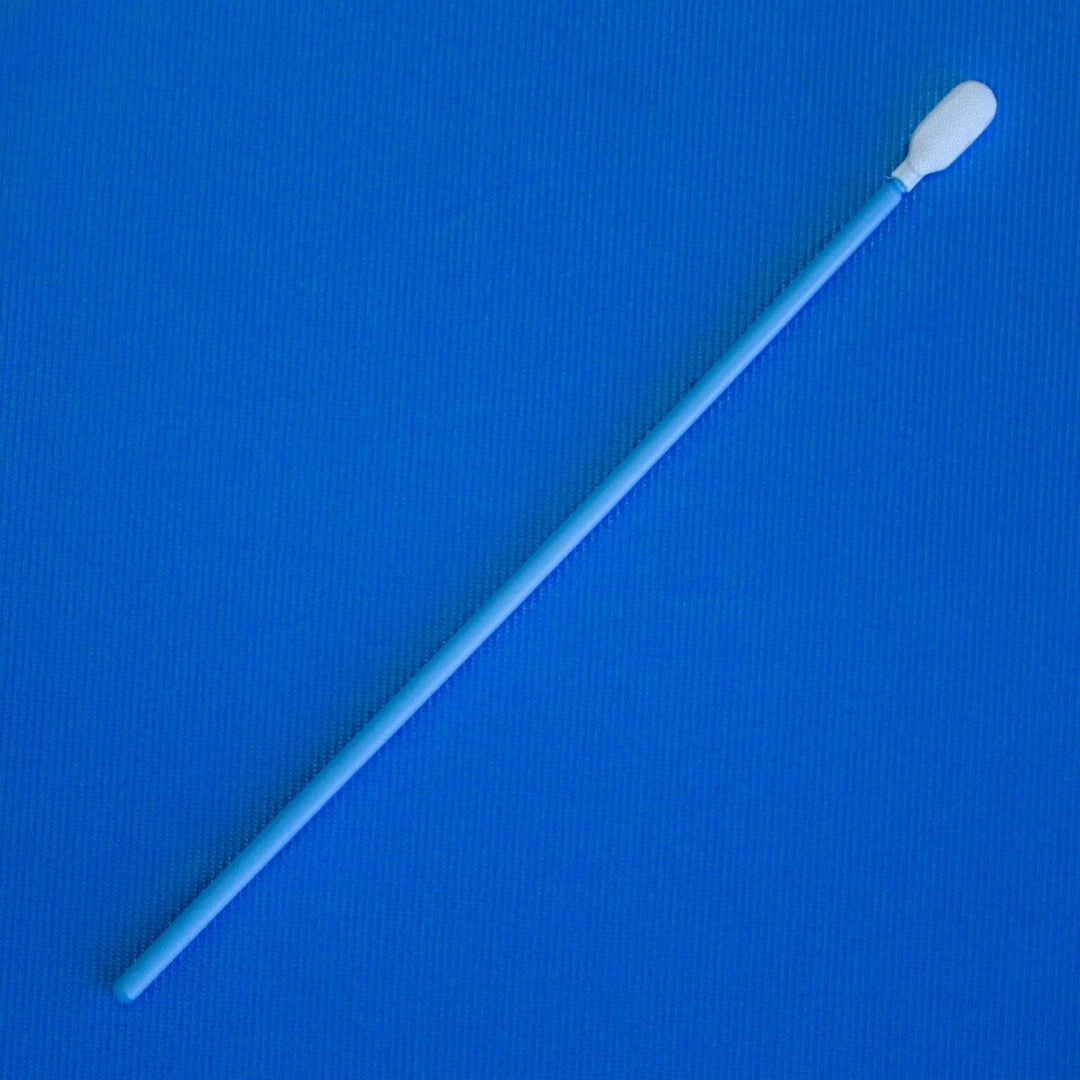 Teknipure TS-MW-6E, Tekniswab Polyester-Nylon Mixed Weave Microfiber ESD Swab, Flexible Paddle Head, 6" Blue ESD Handle, Case of 1000