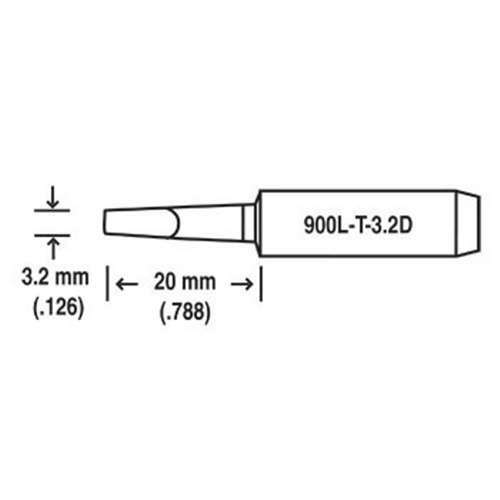 Hakko 900L-T-3.2D, Replacement Hakko 900L Tip, Tip Size: 3.2 x 0.5mm