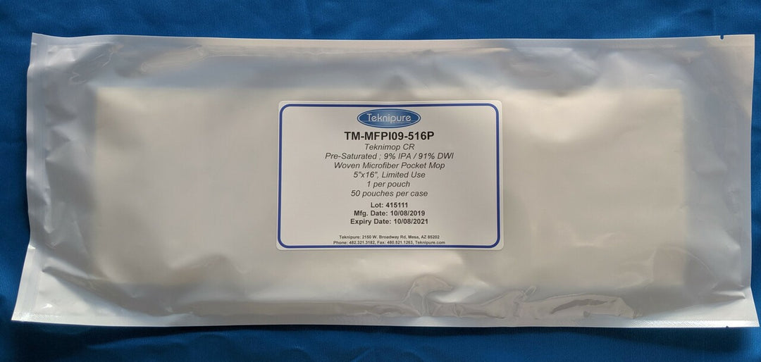 Teknipure TM-MFPI09-516P, Teknimop Microfiber Flat Mop, Pre-Saturated, Case of 50