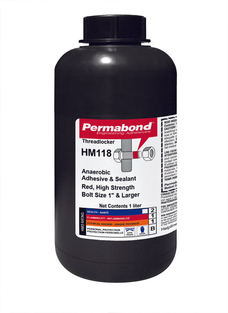 Permabond AA001180001L0101, HM118 Anaerobic Threadlocker, 1 Liter Bottle, Case of 10