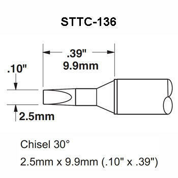 Metcal STTC-136, Solder Tip 30° Chisel, 0.1In