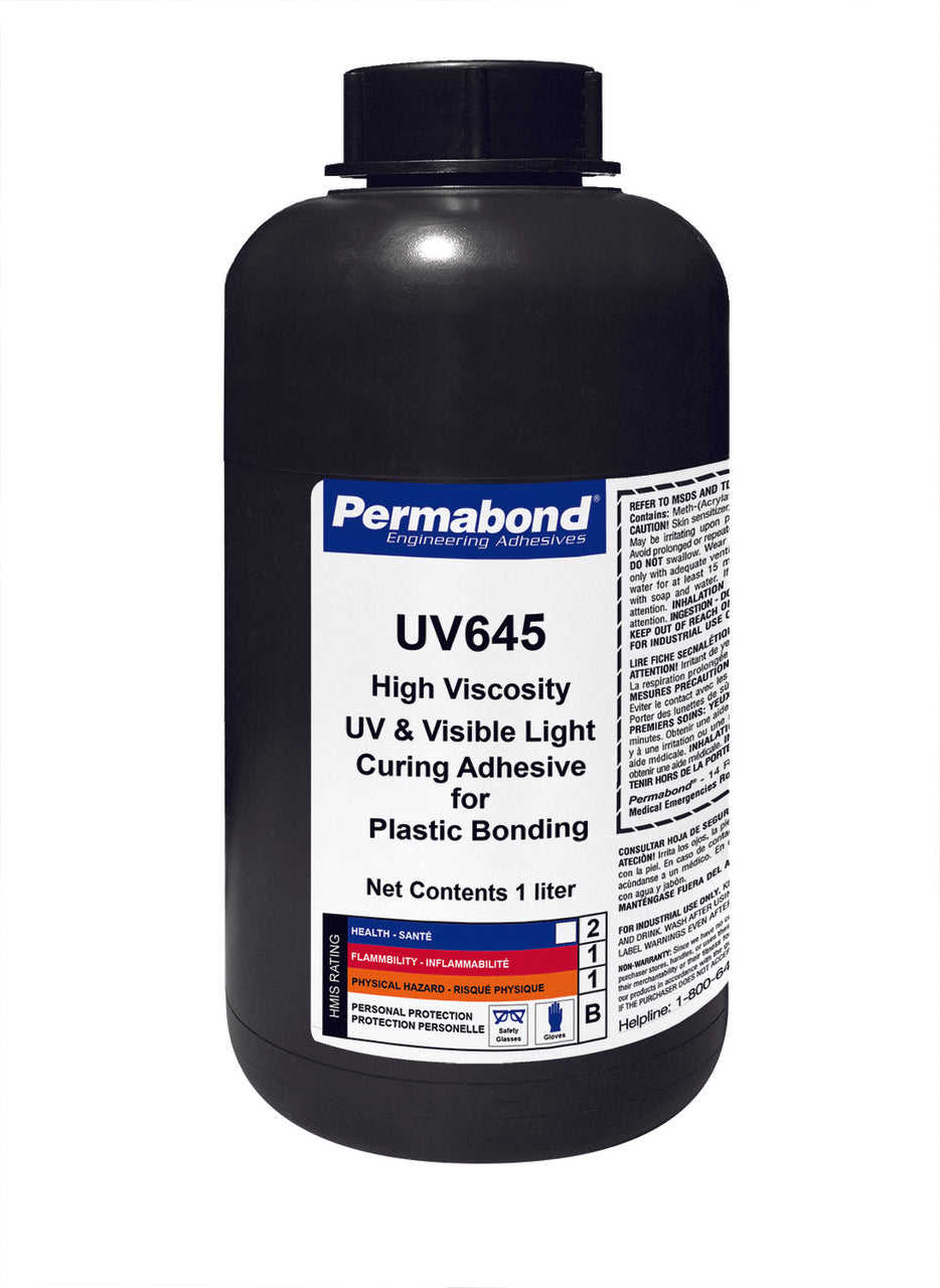Permabond UV006450001L0101, UV645 UV-Curable Adhesive, 1 Liter Bottle