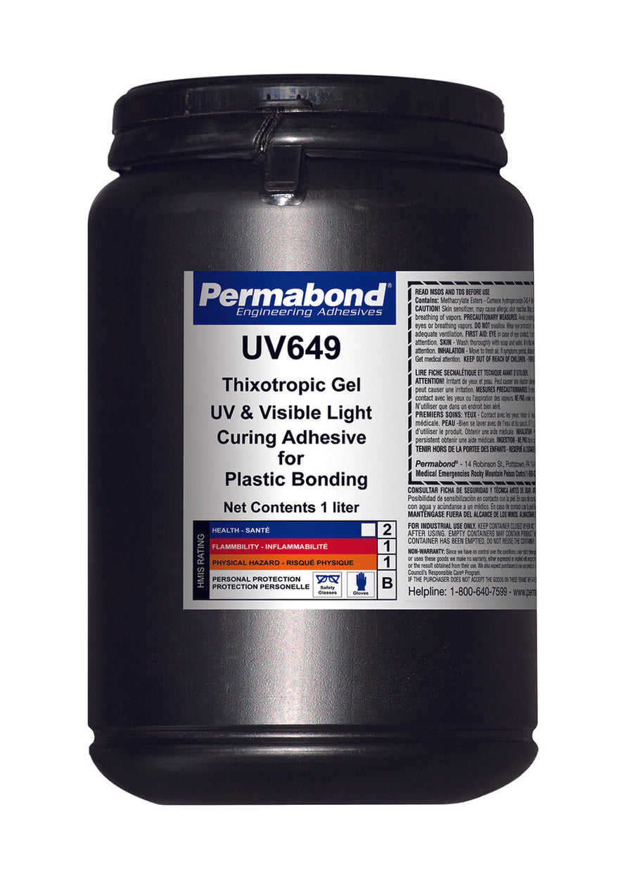 Permabond UV006490001L0101, UV649 UV-Curable Adhesive, 1 Liter Bottle