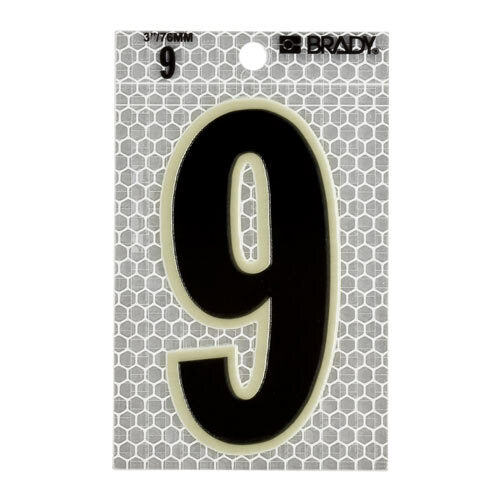 3010-9 Glow-In-The-Dark-Ultra Reflective Number - 9