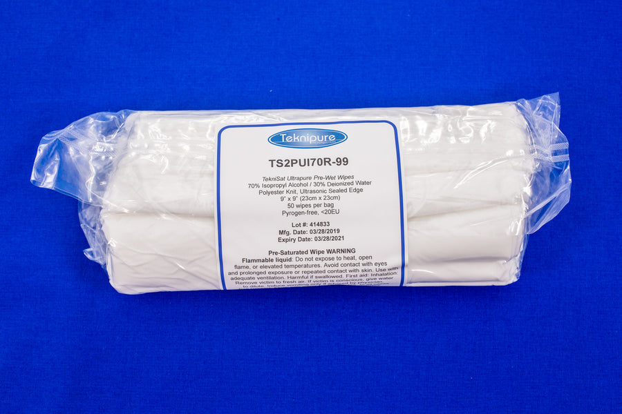 Teknipure TS2PUI70R-12, Teknisat Polyester Knit Presaturated Wipe Refill, 12"x12", Case of 400