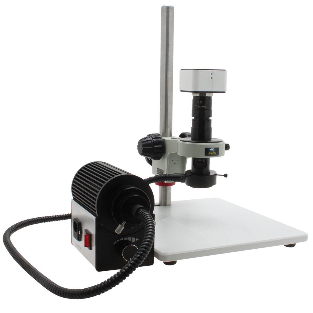 Aven MLS640-244-310 Digital Microscope, Mighty Cam USB, 19x–500x, Post Stand and Fiber Optic Ring Light