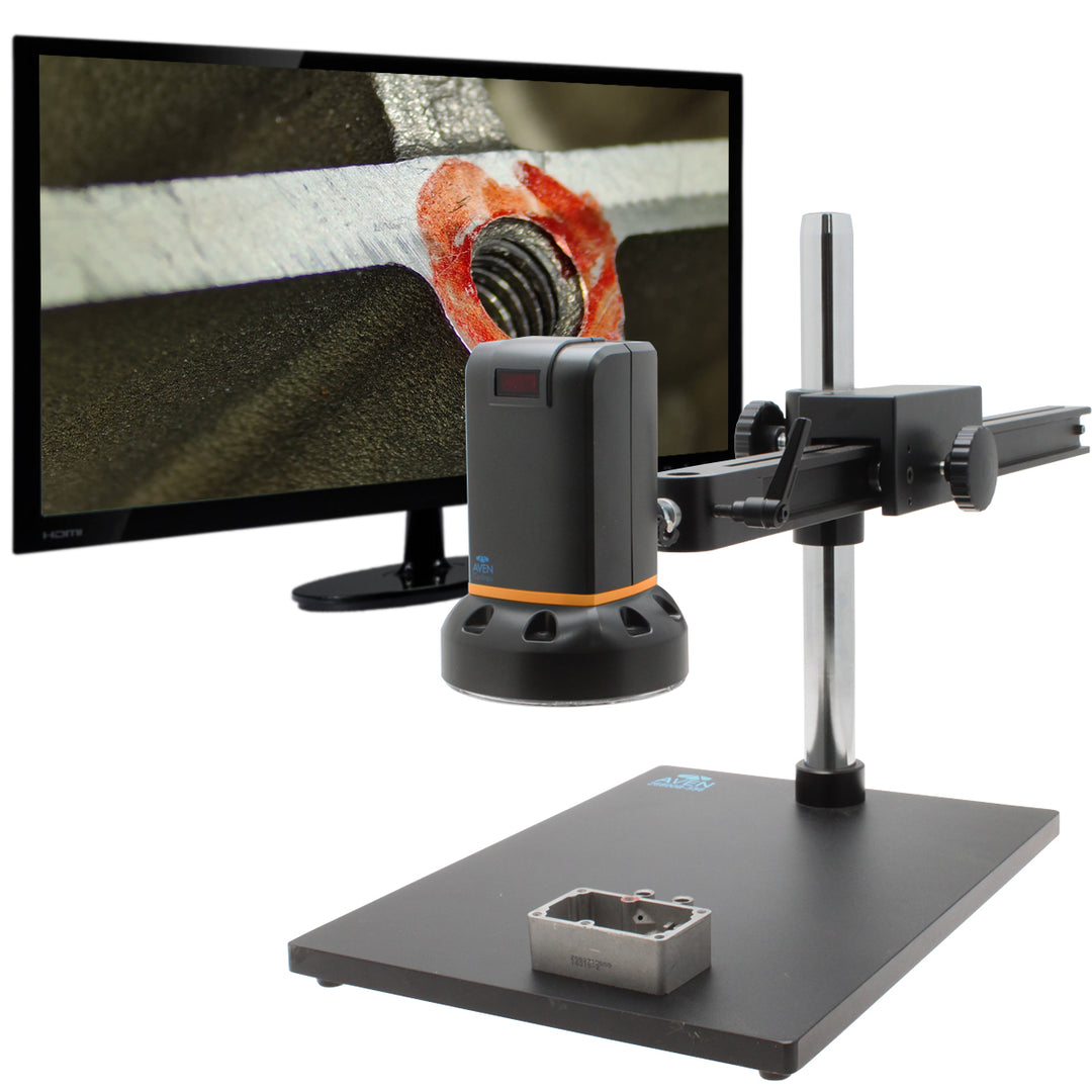 Aven 26800B-CYHD Cyclops HDMI Digital Microscope, 12x–132x, 4x Lens with Ultra Glide Stand and 22-inch LED Monitor