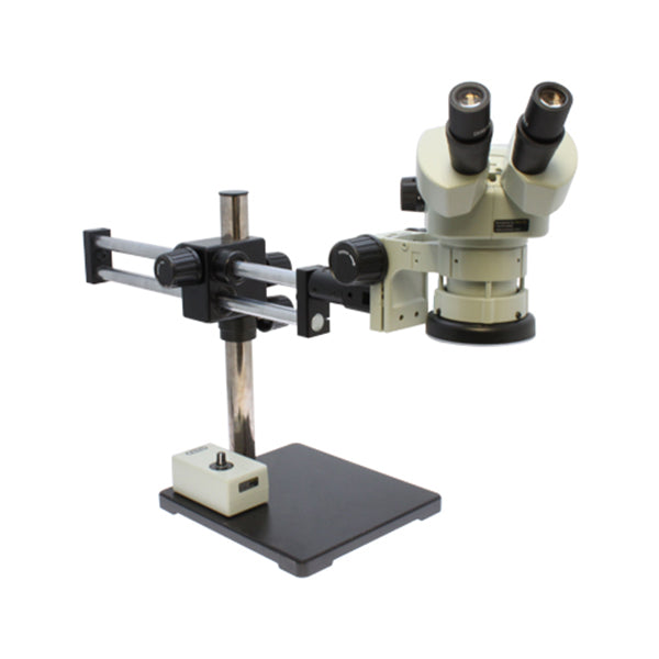 Aven Tools 26800B-373-6 SPZ-50 Binocular Stereo Zoom Microscope, 6.7x–50x, with Double Arm Boom Stand & LED Ring Light